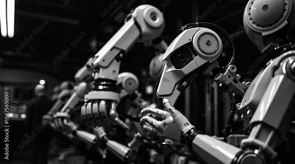 Fototapeta premium Robotics lab blurred background bokeh
