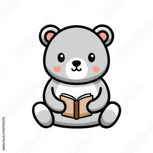 Bear Sitting Cross Legged with a Book