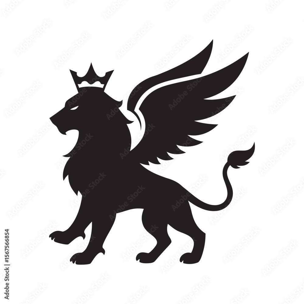 Fototapeta premium Crowned Lion With Extended Wings