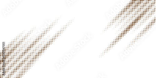 Diagonal Brown Halftone Dot Texture on White Background for Retro Design Use.