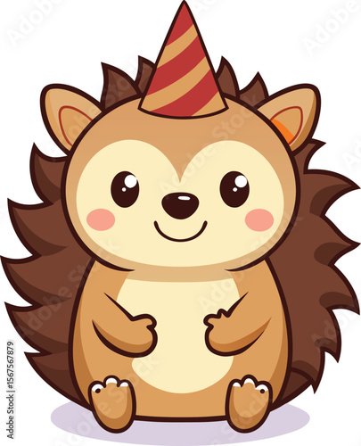 Cute Baby Hedgehog with Party Hat