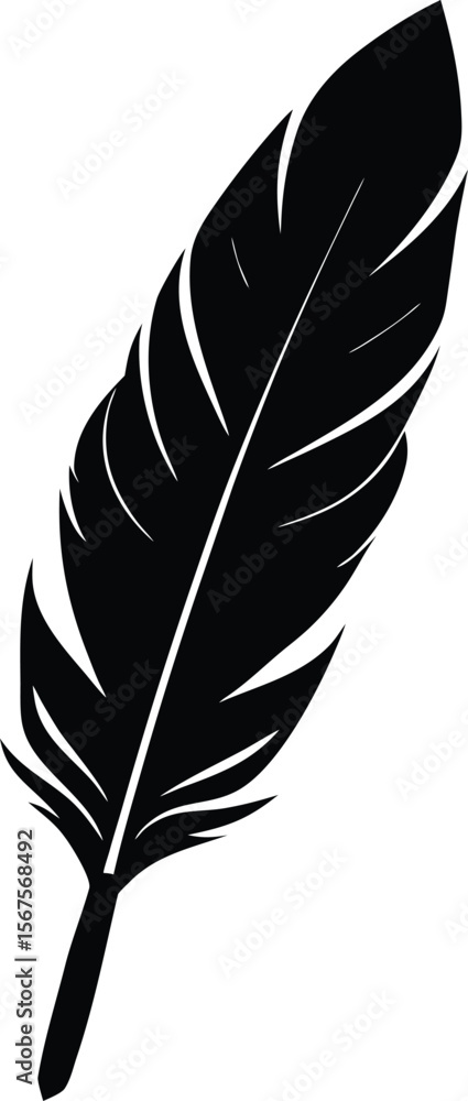 Obraz premium Single black feather quill pen writing symbol