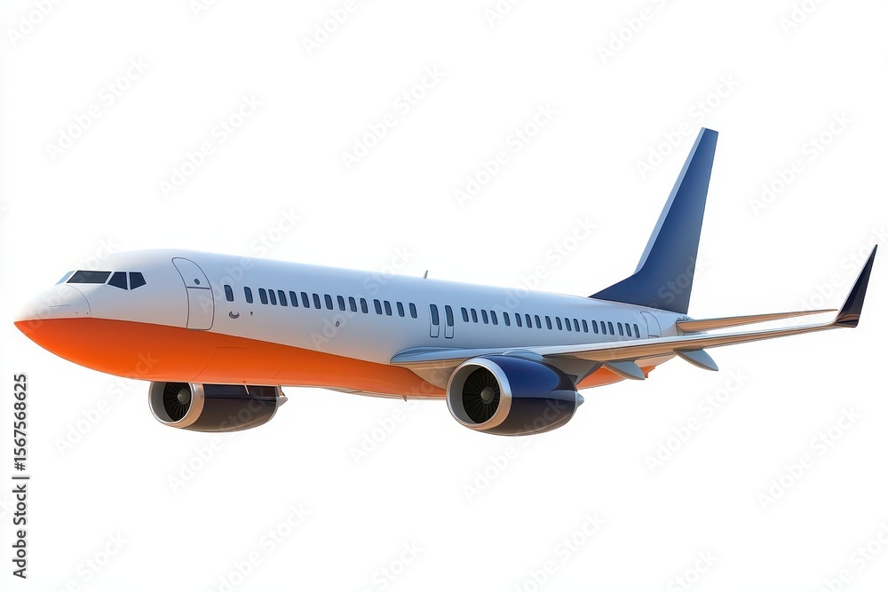 Obraz premium Commercial Jet isolated in 3d cartoon character on white background