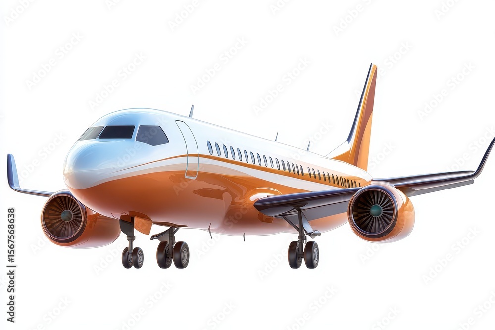 Obraz premium Commercial Jet isolated in 3d cartoon character on white background