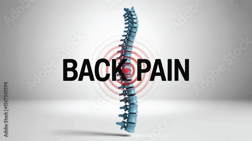 Blue spine with red pain indicators vertebral column