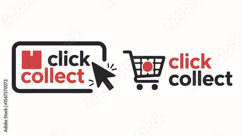 Click collect logos shopping cart cursor online shopping