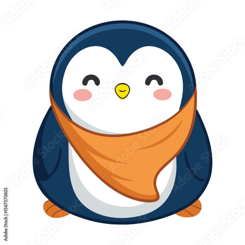 Cute Penguin Wrapped in a Blanket Sleepy Eyes Kawaii