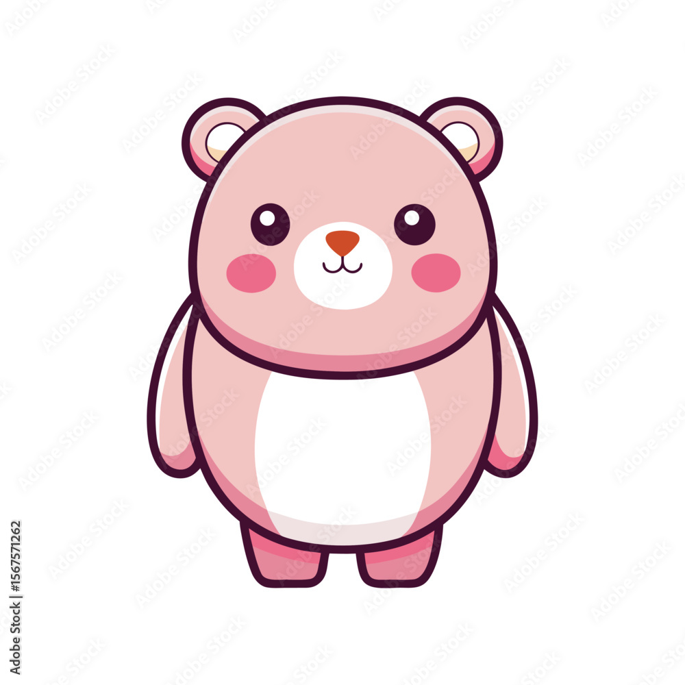 Cute Standing Bear Blushing Cheeks and Big Round Eyes Cute Standing Bear Blushing Cheeks and Big Round Eyes