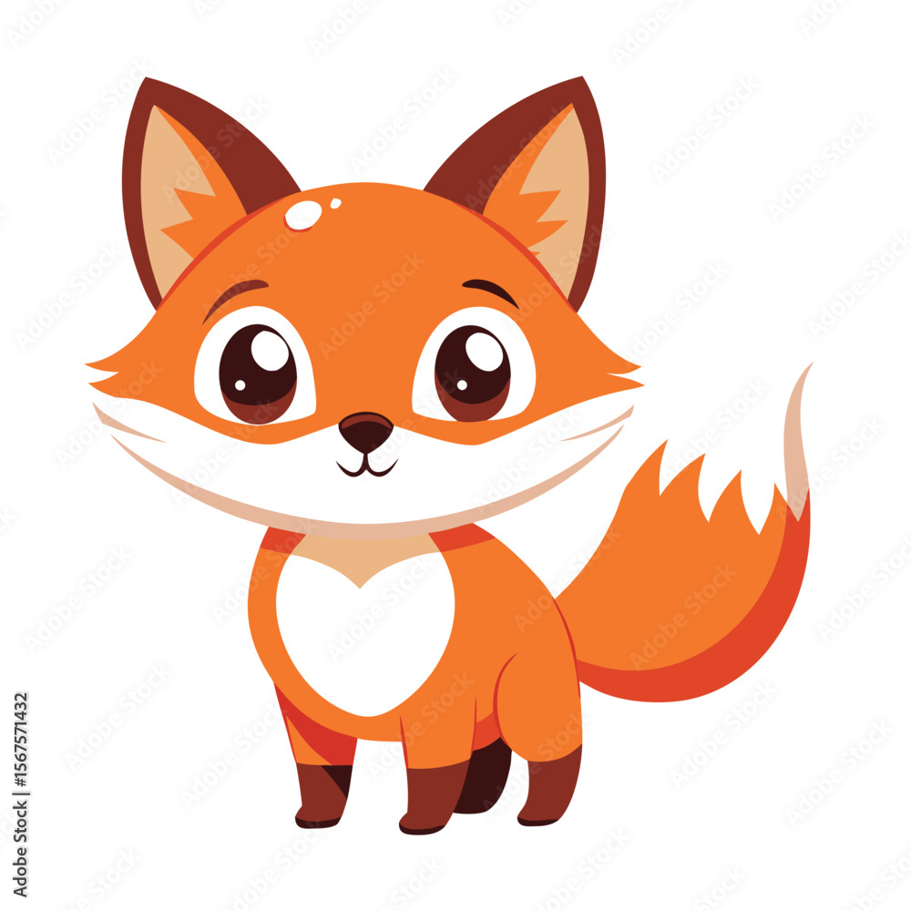 Cute Standing Fox with Sparkling Eyes and Heart Cute Standing Fox with Sparkling Eyes and Heart
