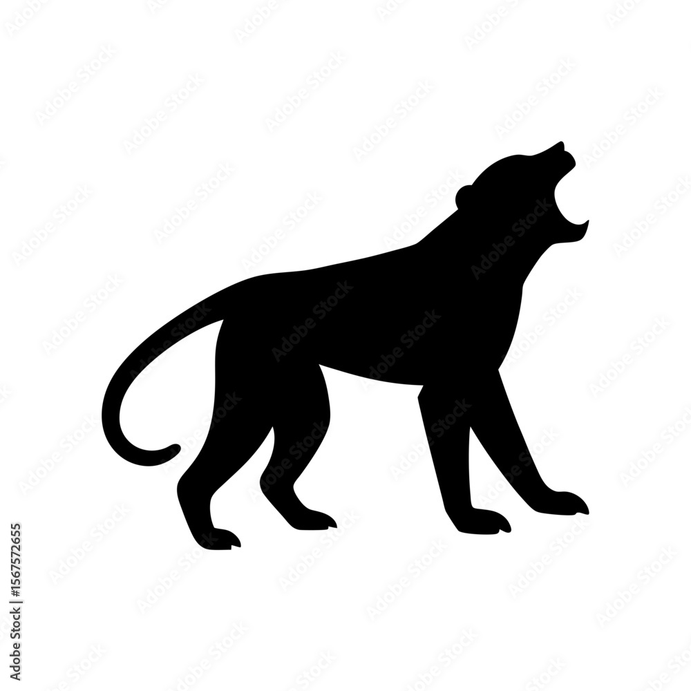 Obraz premium Loud Black Silhouette Howler Monkey Howling Tropical Primate Sound