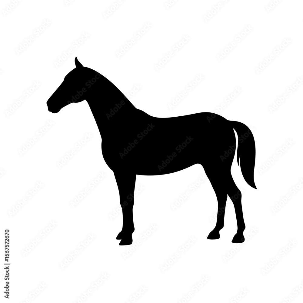 Obraz premium Peaceful Black Silhouette of a Horse Standing Calm Equine Design