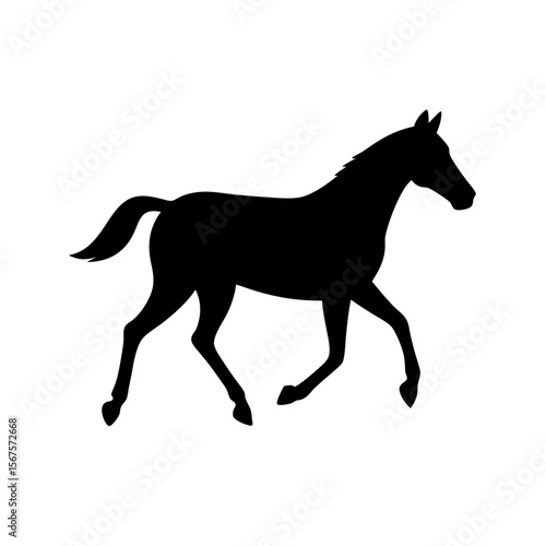 Graceful Black Silhouette Horse Trotting Elegant Equine Movement