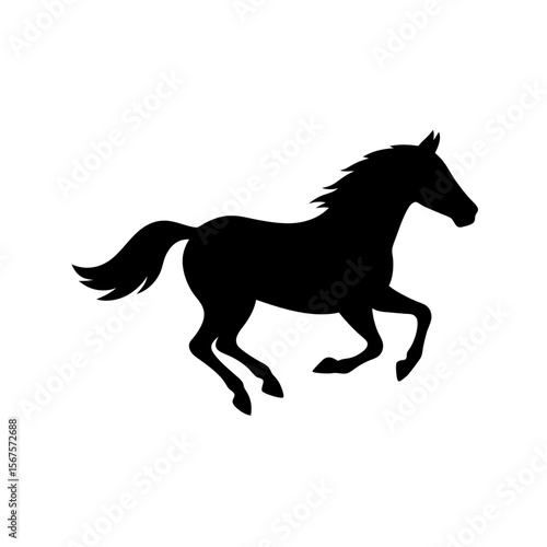 Dynamic Black Silhouette Horse Running Powerful Equine Movement