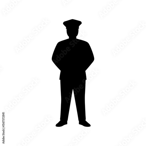 Vigilant Black Silhouette Guard Standing Protective Security Pose