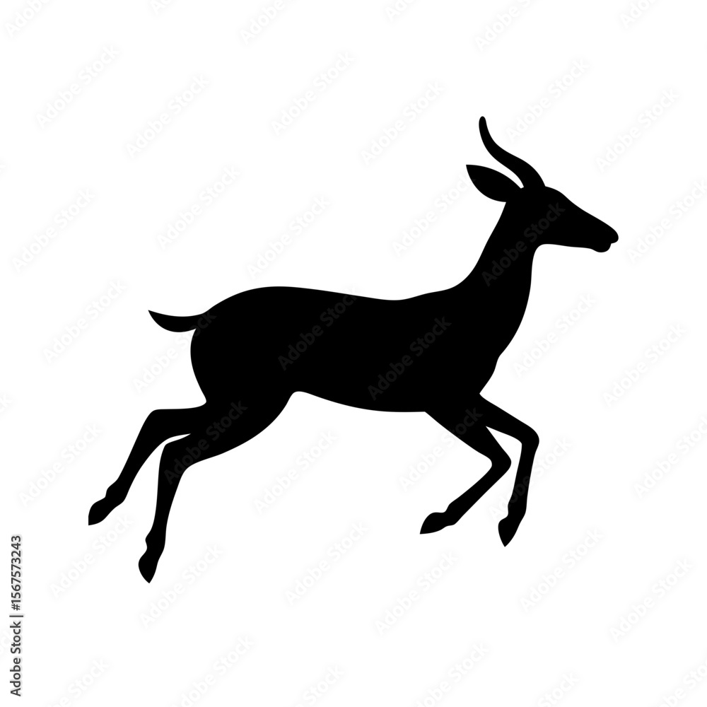 Obraz premium Graceful Black Silhouette Gazelle Running Swift African Plains Animal