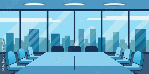 Modern city hall architecture: a striking blue glass building within the urban skyline, offering a sophisticated view for business and design