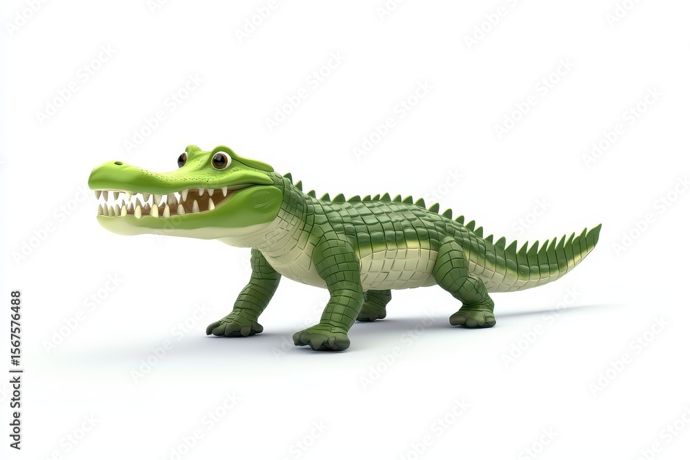 Crocodile tail-slapping 3d cartoon character on white background Crocodile tail-slapping 3d cartoon character on white background