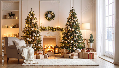 Cozy Christmas living room scene.