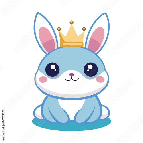 Kawaii Bunny with Crown Royal Pose Adorable Vector