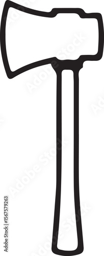 Black isolated metal axe vector illustration with wood and steel construction equipment