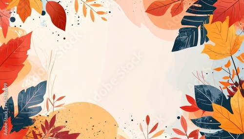 Autumn leaves design abstract background digital art fall vibes colorful composition
