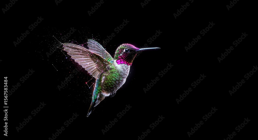Fototapeta premium Hummingbird in flight, abstract style
