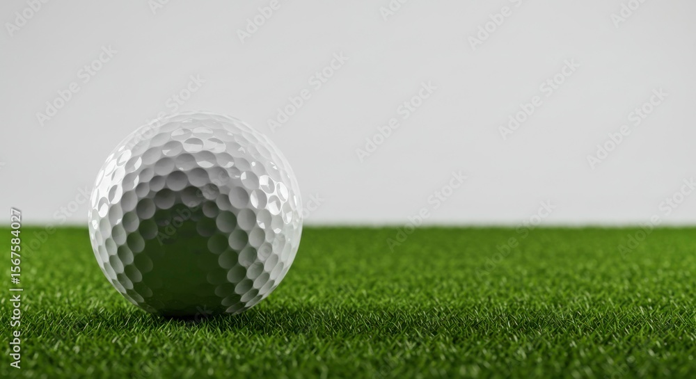 Obraz premium A pristine white golf ball rests on a vibrant green putting surface, ready for the next shot