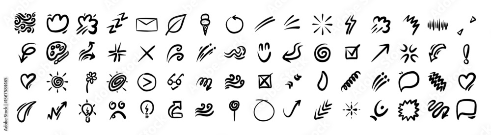 Obraz premium Handdrawn Abstract Doodle Icon Collection
