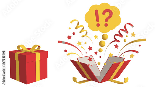 Festive Surprise! Red Gift Boxes with Yellow Ribbon Explosion