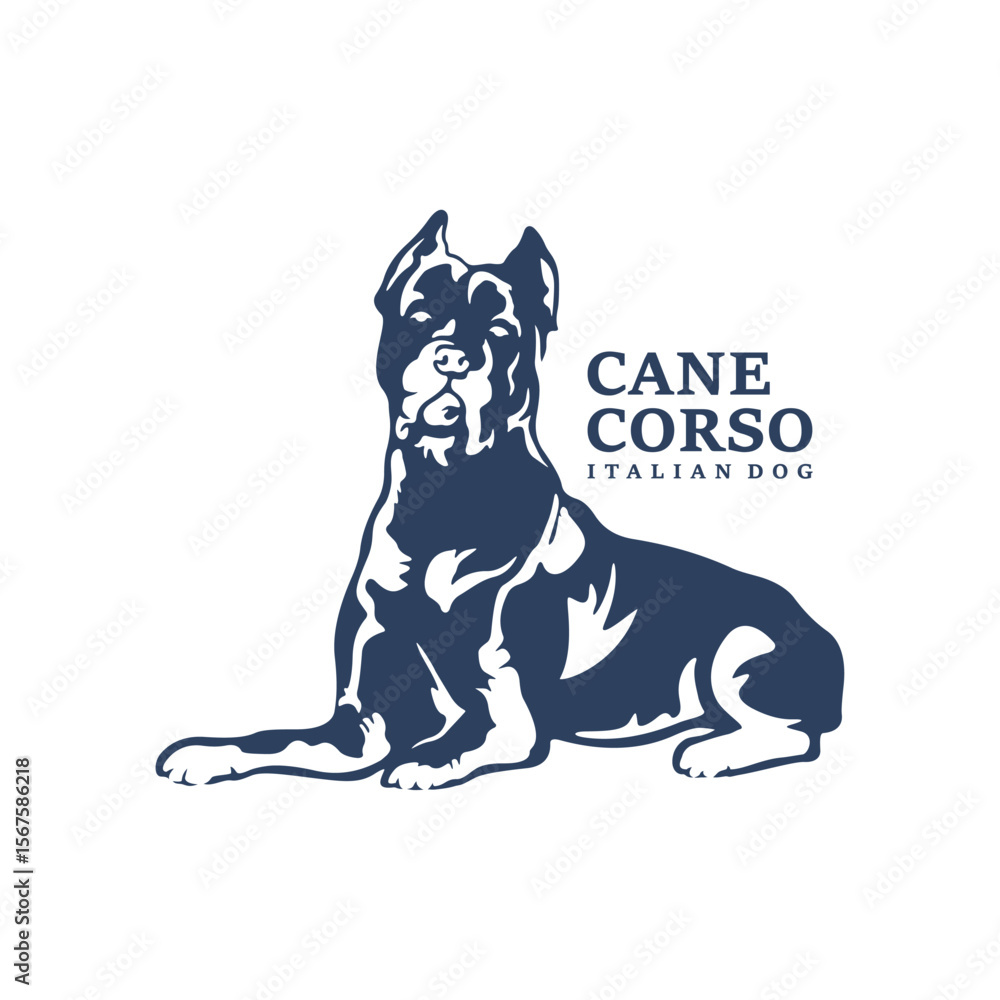 Obraz premium Cane Corso Dog logo design vector. Silhouette Cane Corso Dog Template Illustration. Icon Symbol