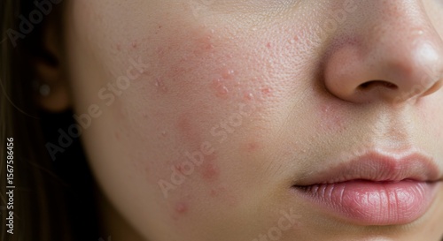 Close-up of skin with acne scars