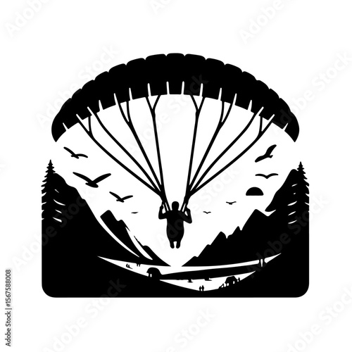 Paraglider silhouette ,  Paraglider vector 