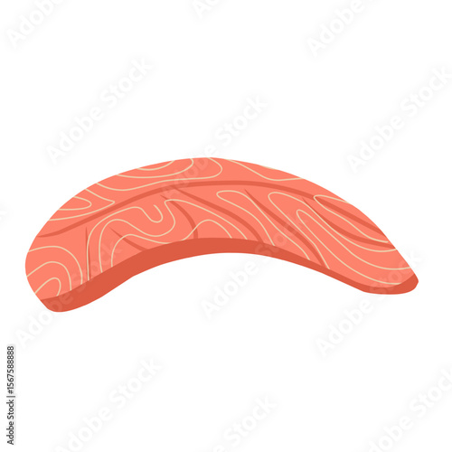 Salmon fillet illustration, salmon meat slices, seafood vector illustration 