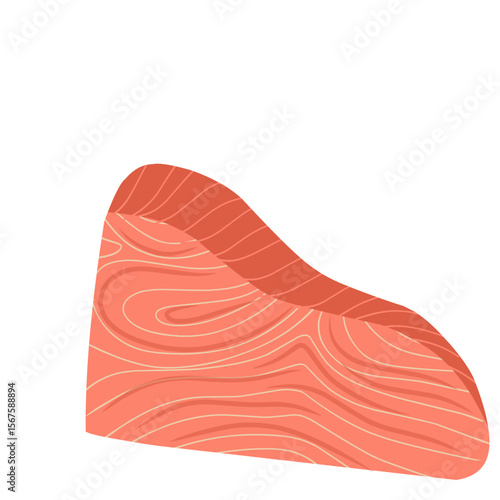 Salmon fillet illustration, salmon meat slices, seafood vector illustration 