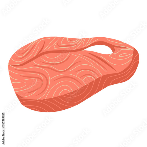 Salmon fillet illustration, salmon meat slices, seafood vector illustration 