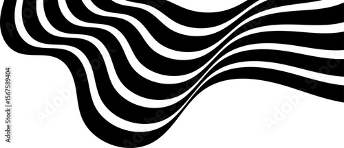 Abstract geometric line wave banner. perspective Shape with 3d dimensional effect