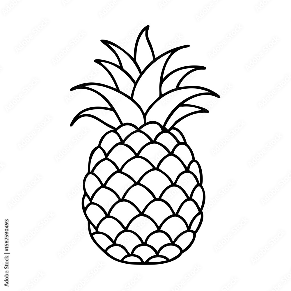 Fototapeta premium Detailed pineapple fruit isolated coloring page 