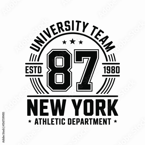New York, Brooklyn t-shirt design. T-shirt print design in American college style. Athletic typography for tee shirt print in university and college style. Vector