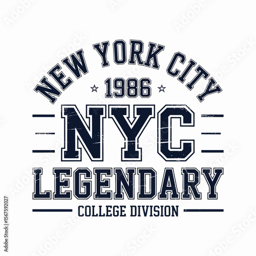 New York, Brooklyn t-shirt design. T-shirt print design in American college style. Athletic typography for tee shirt print in university and college style. Vector