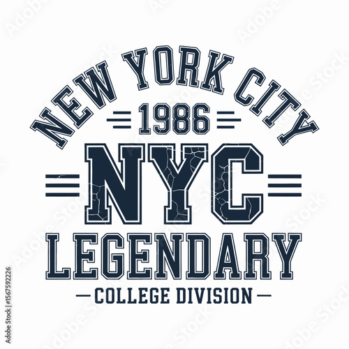 New York, Brooklyn t-shirt design. T-shirt print design in American college style. Athletic typography for tee shirt print in university and college style. Vector