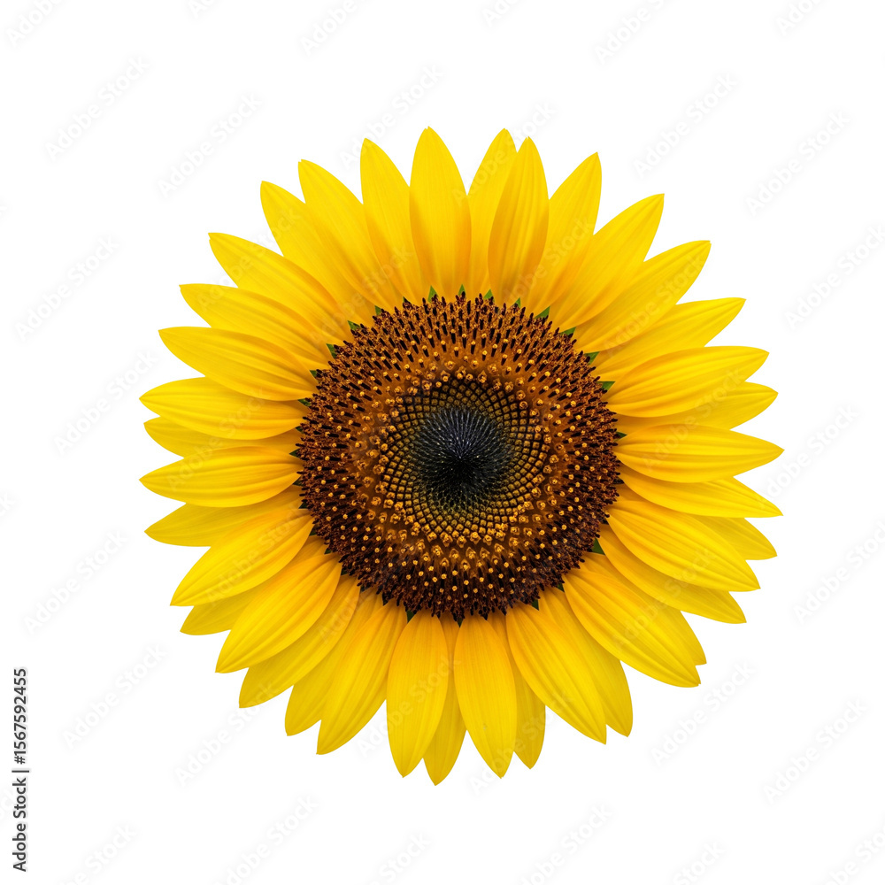 Fototapeta premium Vibrant Sunflower Head Isolated on Transparent Background