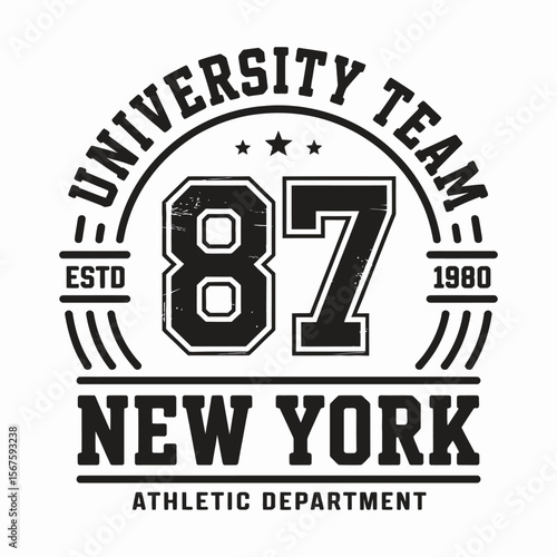 New York, Brooklyn t-shirt design. T-shirt print design in American college style. Athletic typography for tee shirt print in university and college style. Vector