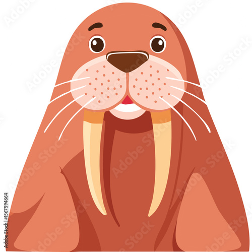 Cute walrus flat vector
