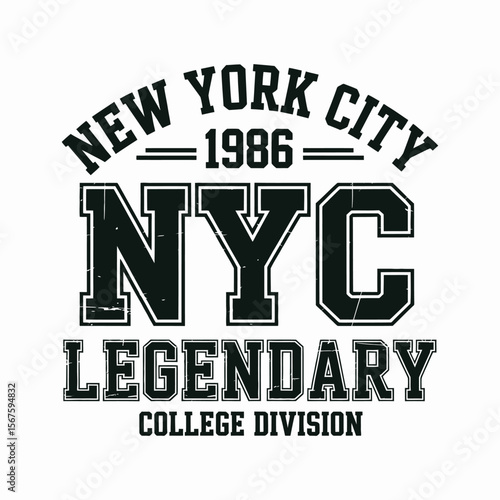 New York, Brooklyn t-shirt design. T-shirt print design in American college style. Athletic typography for tee shirt print in university and college style. Vector