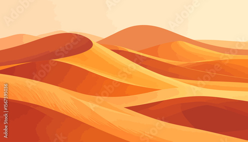 Abstract Desert Landscape Depicting Rolling Sand Dunes in Warm Tones