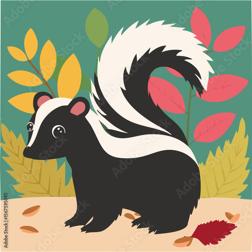 Cute skunk flat vector