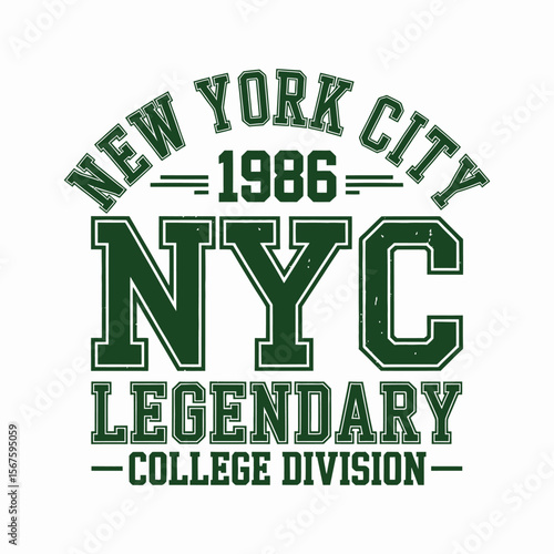 New York, Brooklyn t-shirt design. T-shirt print design in American college style. Athletic typography for tee shirt print in university and college style. Vector