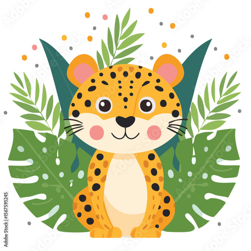 Cute cheetah flat vector