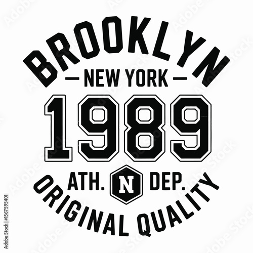 New York, Brooklyn t-shirt design. T-shirt print design in American college style. Athletic typography for tee shirt print in university and college style. Vector