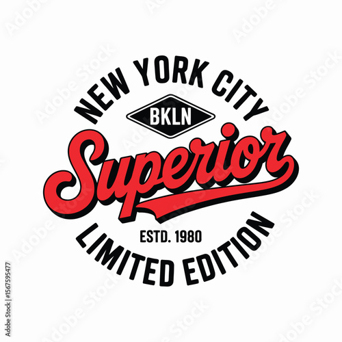 New York, Brooklyn t-shirt design. T-shirt print design in American college style. Athletic typography for tee shirt print in university and college style. Vector — Vector